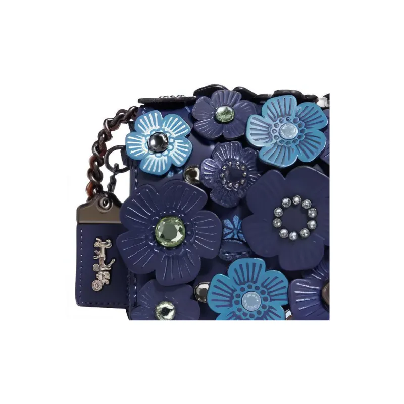 COACH Dinky Glove Tanning Shoulder Bag, Crossbody Bag Medium Size Women's Navy Blue-1