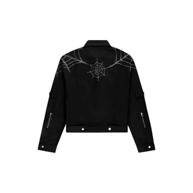Sp5der Web Denim Cropped Trucker Jacket-1