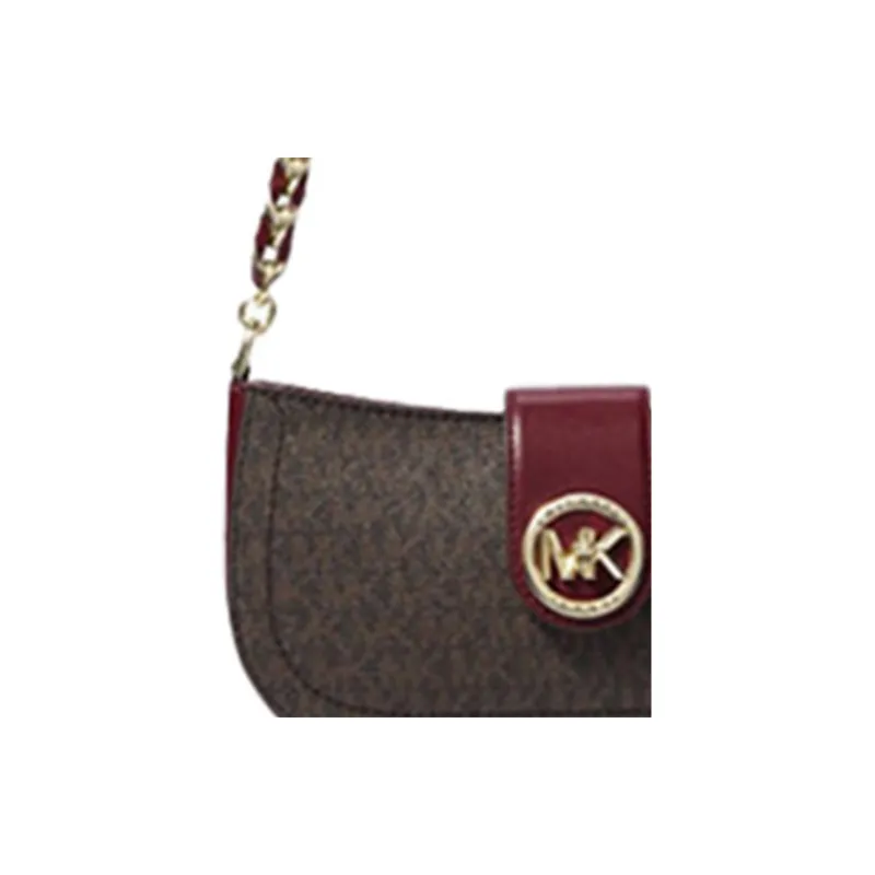 MICHAEL KORS Carmen PVC Crescent Bag Shoulder Bag Mini Women's Brown & Fuchsia-3
