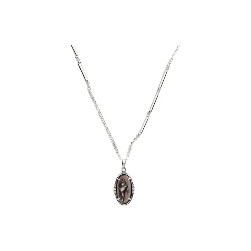 Agete Silver, Shell, Freshwater Pearl, Diamond, Labradorite Necklaces Women's Silver-0