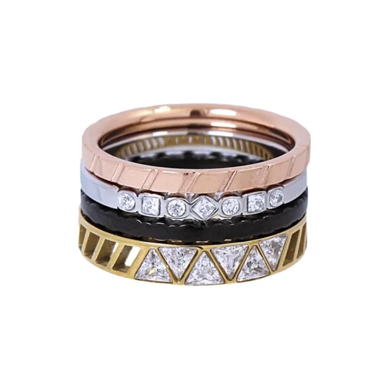 ANARTXY Surgical Steel Zircon Zirconia Rings Women's Multicolor-1