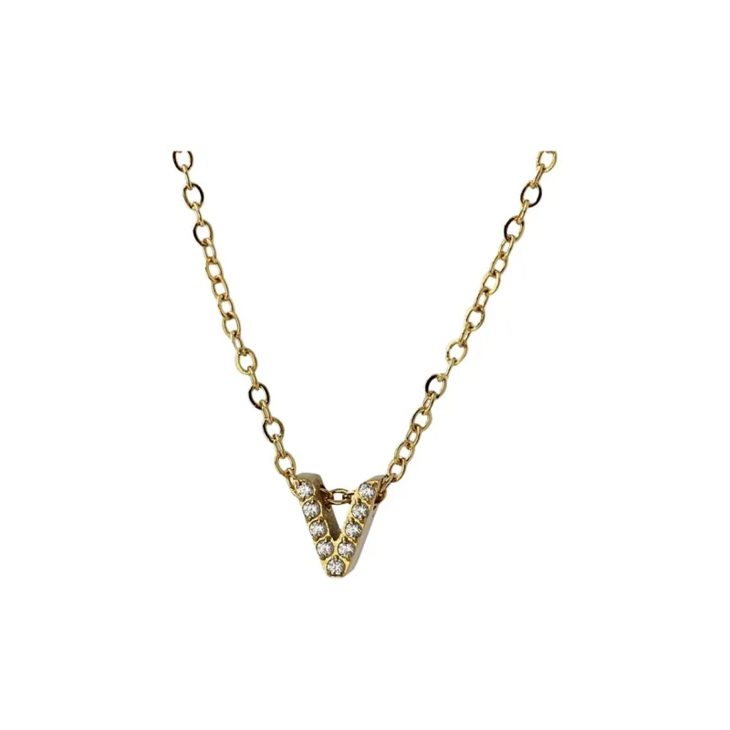 ANARTXY Zircon Surgical Steel Stainless Steel Gold Silver Necklaces Women's Gold/Silver-21