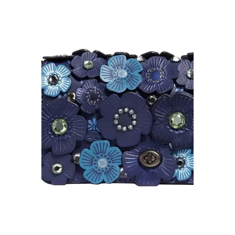 COACH Dinky Glove Tanning Shoulder Bag, Crossbody Bag Medium Size Women's Navy Blue-2