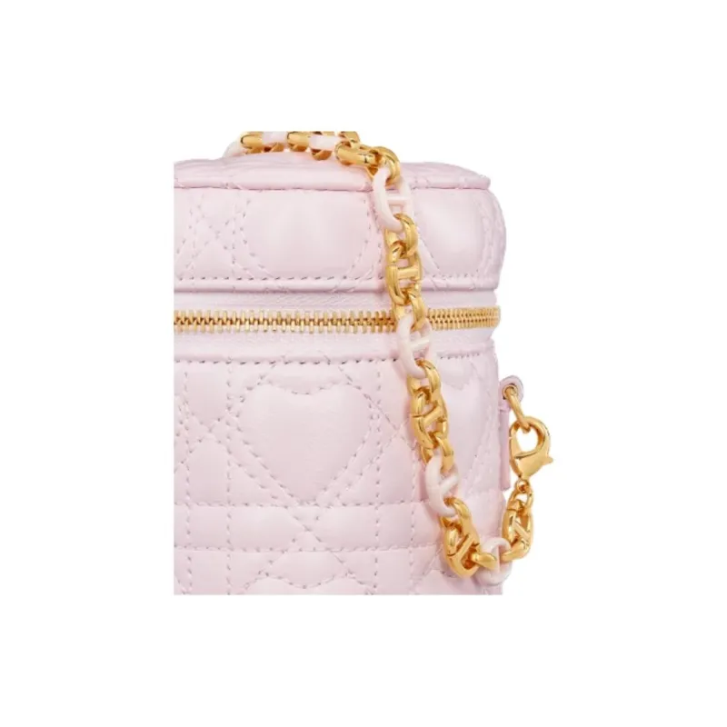 DIOR Sheepskin Makeup Bag Mini Women's Light Pink-5