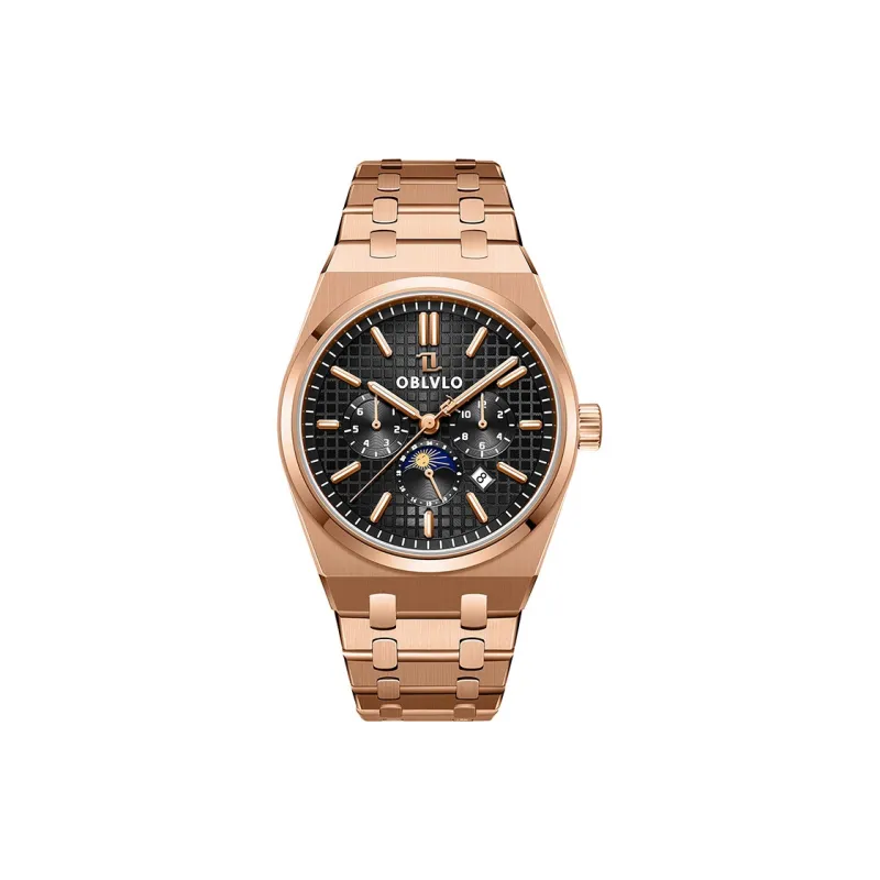 OBLVLO Automatic Mechanical Movement Steel Strap Men's Watches White Dial-17