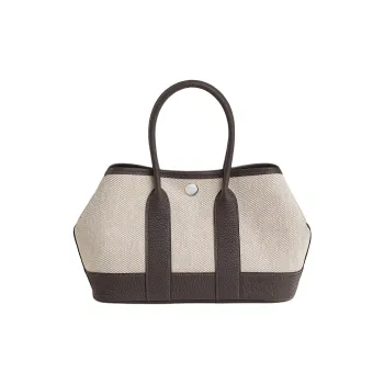HERMES Canvas With Leather Shoulder Bag Crossbody Bag Handbag Mini Women's Light Beige/Beige/Ebony