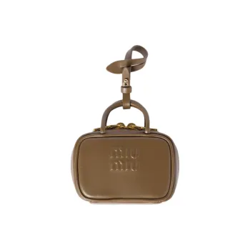 MIU MIU Calfskin Bag Charm Coin Purse Women's Tundra Color