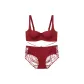 W2689-Enco Red Set (Half-Cup Gathering Lace Underpants)
