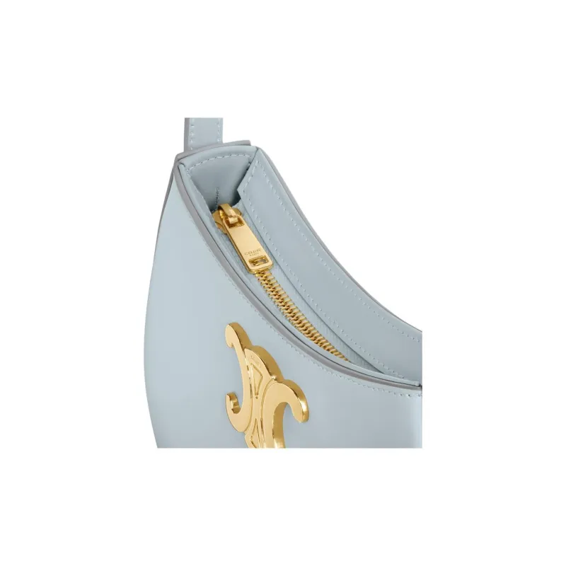 CELINE TILLY Shiny Cow Leather Shoulder Bag Medium Size Women's Ice Blue-4