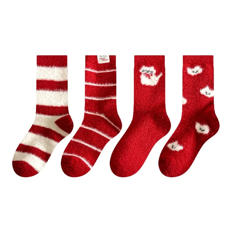 Montagut Mid Calf Socks Women's 4 Pack Red-5