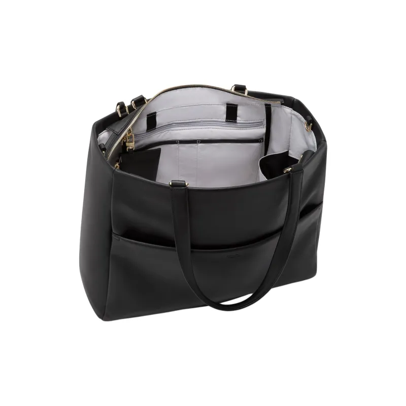 TUMI Voyageur Leather Tote Bag Shopping Bag Crossbody Bag Shoulder Bag Large Size Women's Black & Gold-3