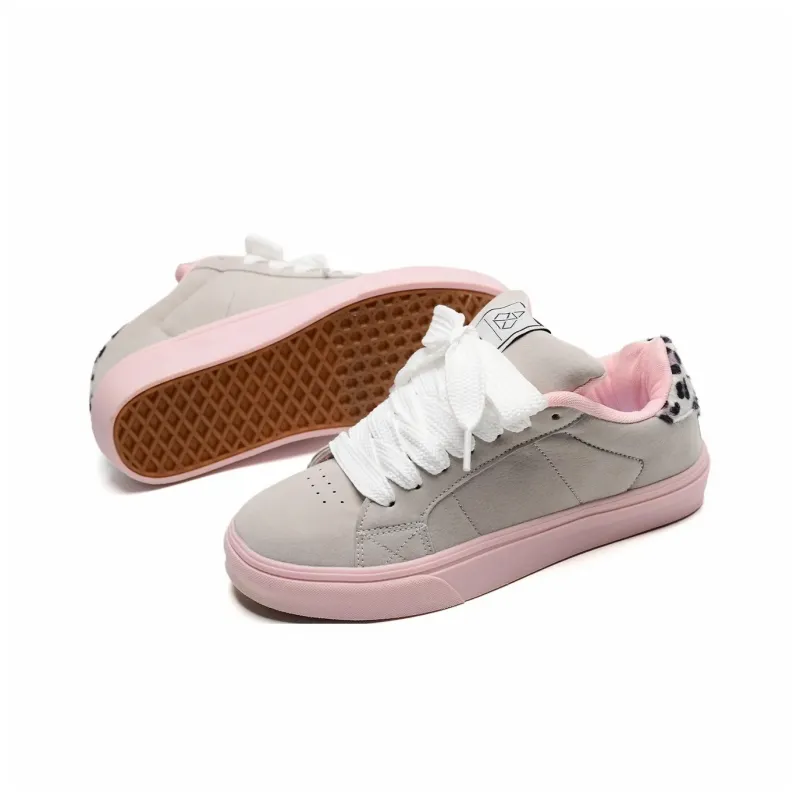 KAAVER OTTO Anti Slip And Wear Resistant Lightweight Balance Low Top Skateboard Shoes Women's Gray Pink-2