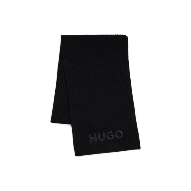HUGO BOSS Pure Wool Knit Scarves Men's Black-0