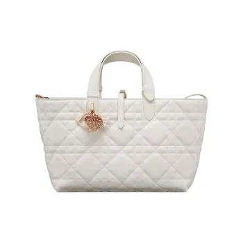 DIOR ToujoursDioramour Dior Cow Leather Tote Bag, Shopping Bag, Shoulder Bag, Handbag Medium Size Women's White