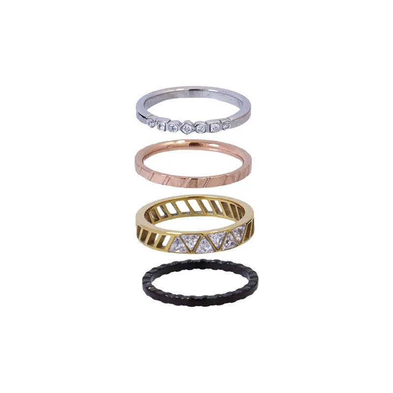 ANARTXY Surgical Steel Zircon Zirconia Rings Women's Multicolor-0