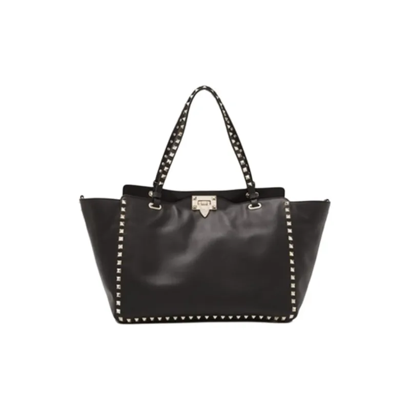 Valentino Calfskin Tote Handbag Shoulder Bag Women's Black-0