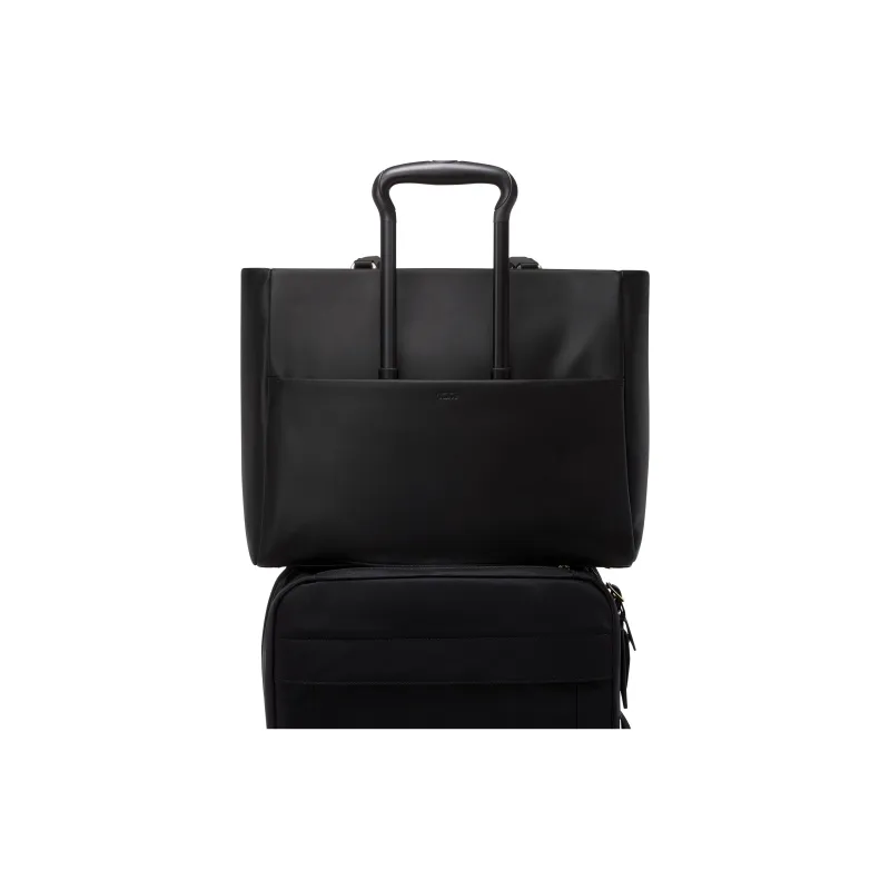 TUMI Voyageur Leather Tote Bag Shopping Bag Crossbody Bag Shoulder Bag Large Size Women's Black & Gold-2