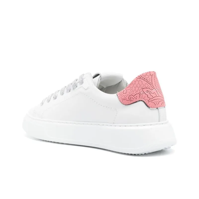 PHILIPPE MODEL Temple Low Top Skateboard Shoes Unisex White Pink Silver-2