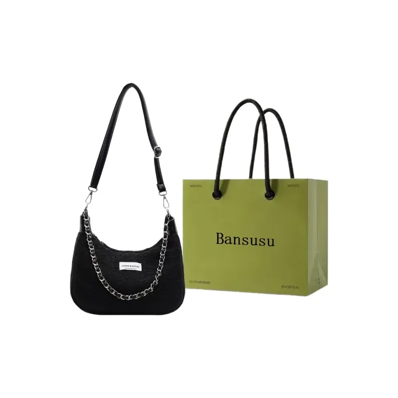 Bansusu Plush Portable Crossbody Bag, Shoulder Bag Regular Small Size Women's Black/Gray Leopard Print-19