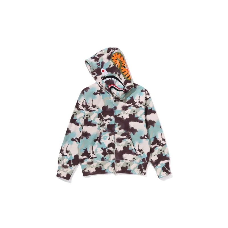 Bape Women's Map Camo Shark Full Zip Hoodie Pink-4