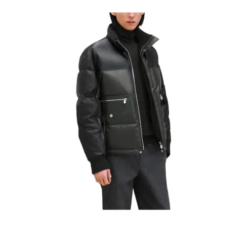 HERMES Leather Jacket Men's Black