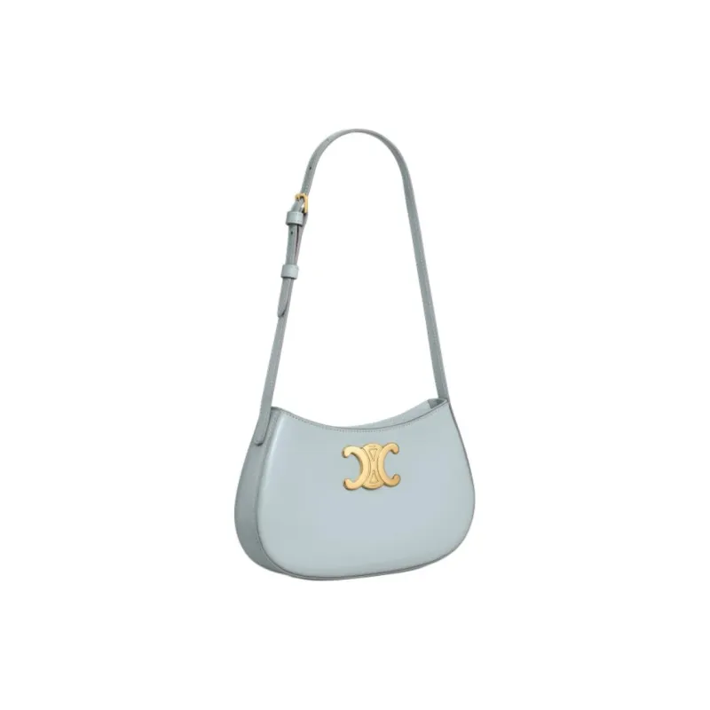 CELINE TILLY Shiny Cow Leather Shoulder Bag Medium Size Women's Ice Blue-1