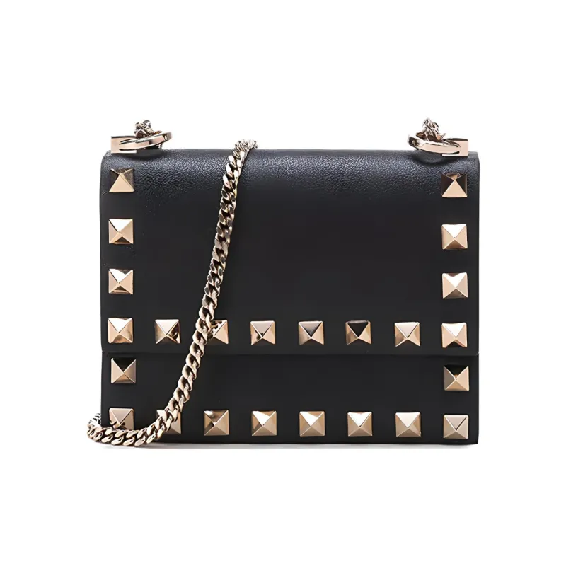Valentino Leather Chain Bag, Shoulder Bag Women's Black-0