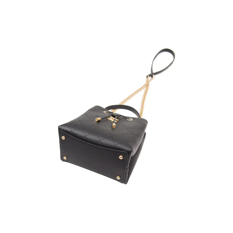 CHANEL Calfskin Bucket Bag, Shoulder Bag, Crossbody Bag Trumpets Women's Black-3