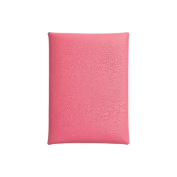 HERMES Calvi Duo Evercolor Calfskin Wallet, Card Holder Women's 8W Rose Azalee New Lipstick Powder