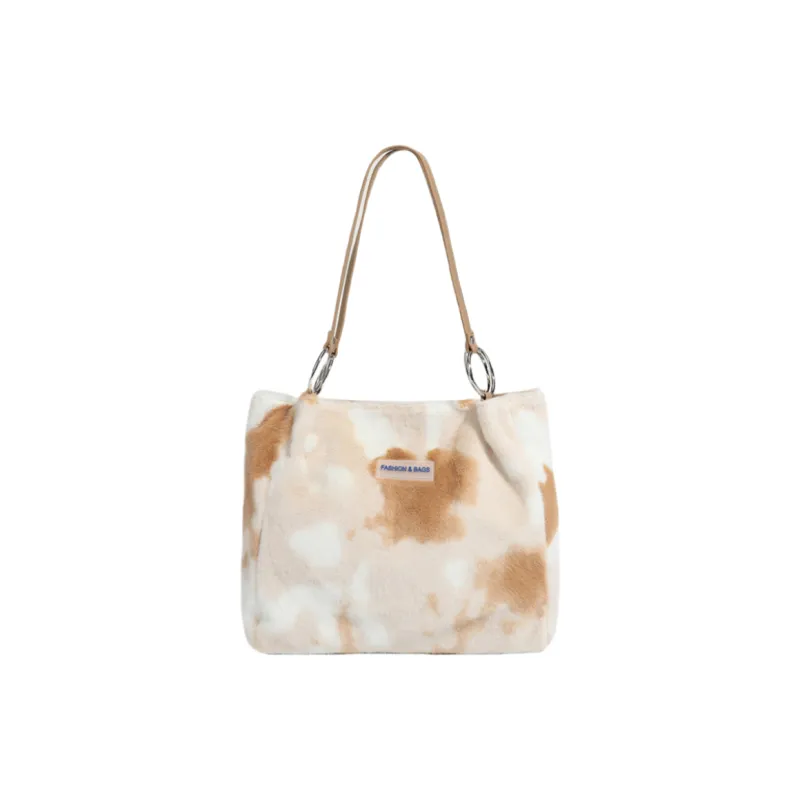 DALO Faux Fur Shoulder Bag Women's Pink/Brown-5