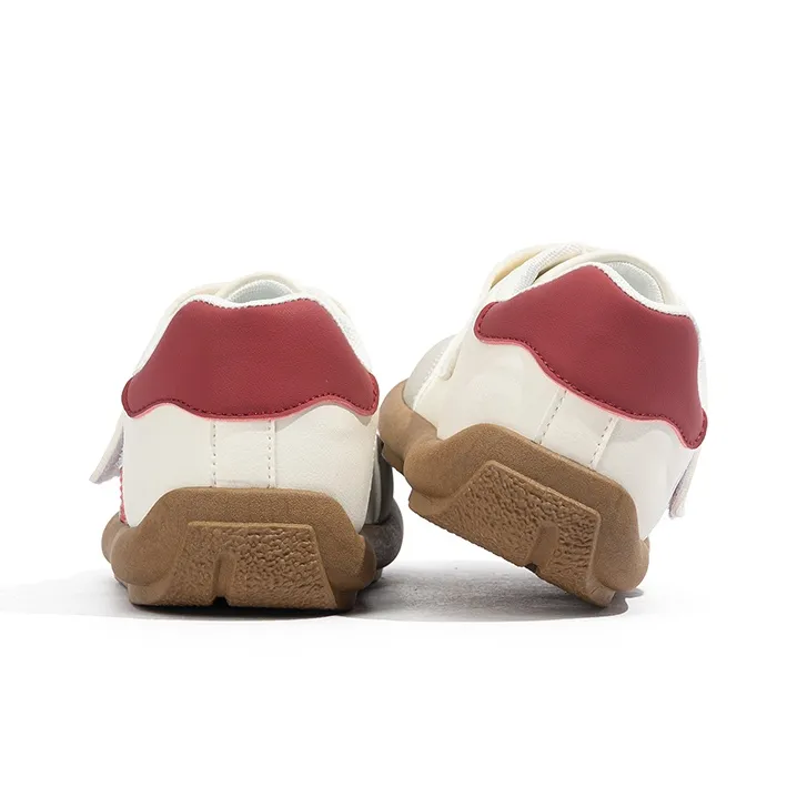 Babaya Anti Slip And Wear Resistant Breathable Low Top Kids' Skateboarding Shoes Beige Burgundy Teenagers-5