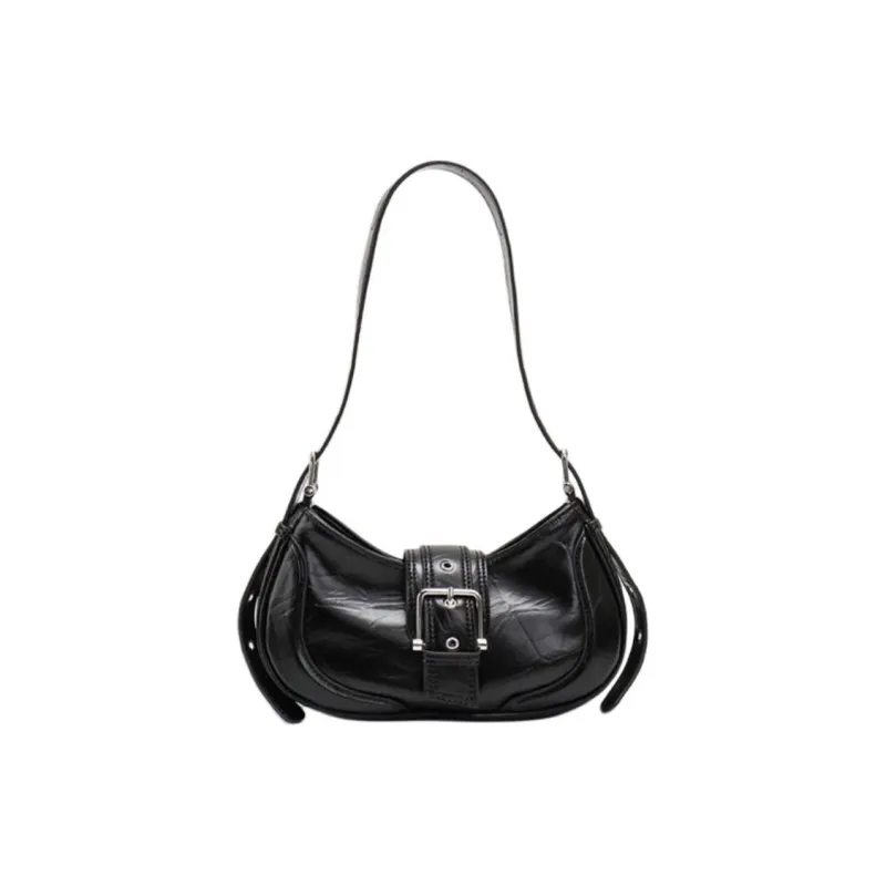 OKEKE Pu Shoulder Bag Regular Unisex Black/Coffee/Silver-1