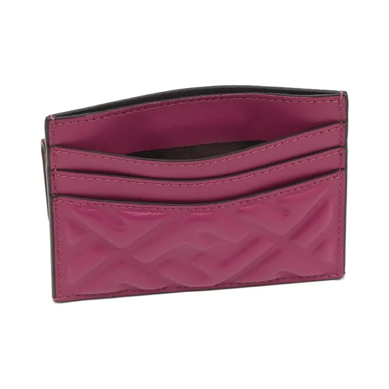 FENDI Leather Card Holder Women's Rose Red-3