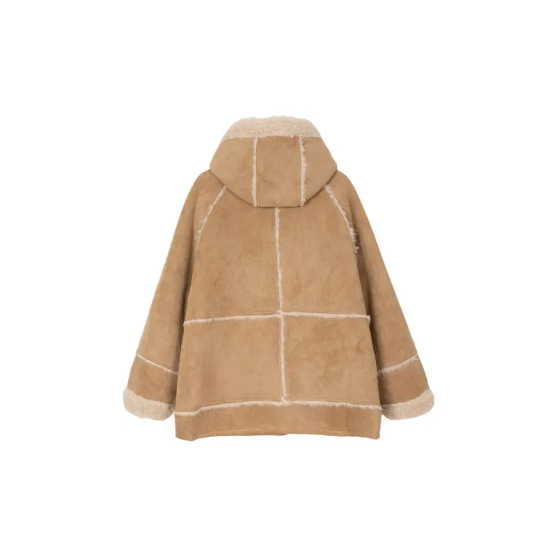 FAWENXIANGZI Velvet feel Coat Women's Camel-1