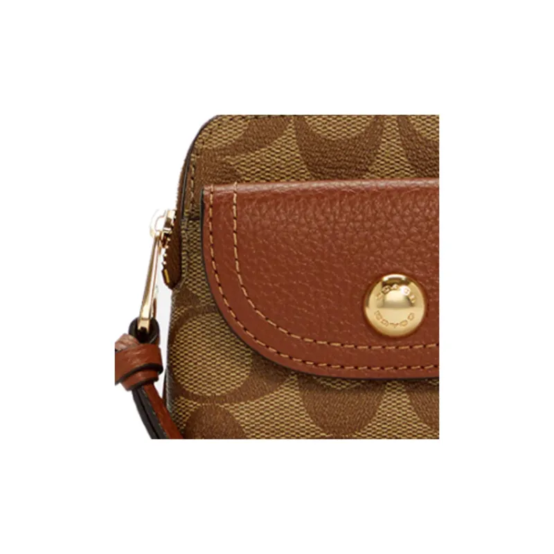 COACH Pennie Canvas Leather Coin Purse Mini Unisex Khaki-3