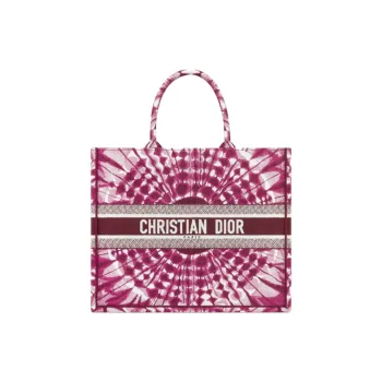 DIOR Miss Dior Cotton Tote Bag Shopping Bag Handbag Large Size Women's Purple