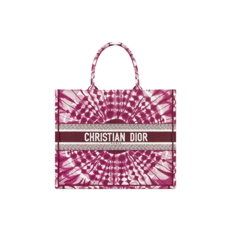 DIOR Miss Dior Cotton Tote Bag Shopping Bag Handbag Large Size Women's Purple-0