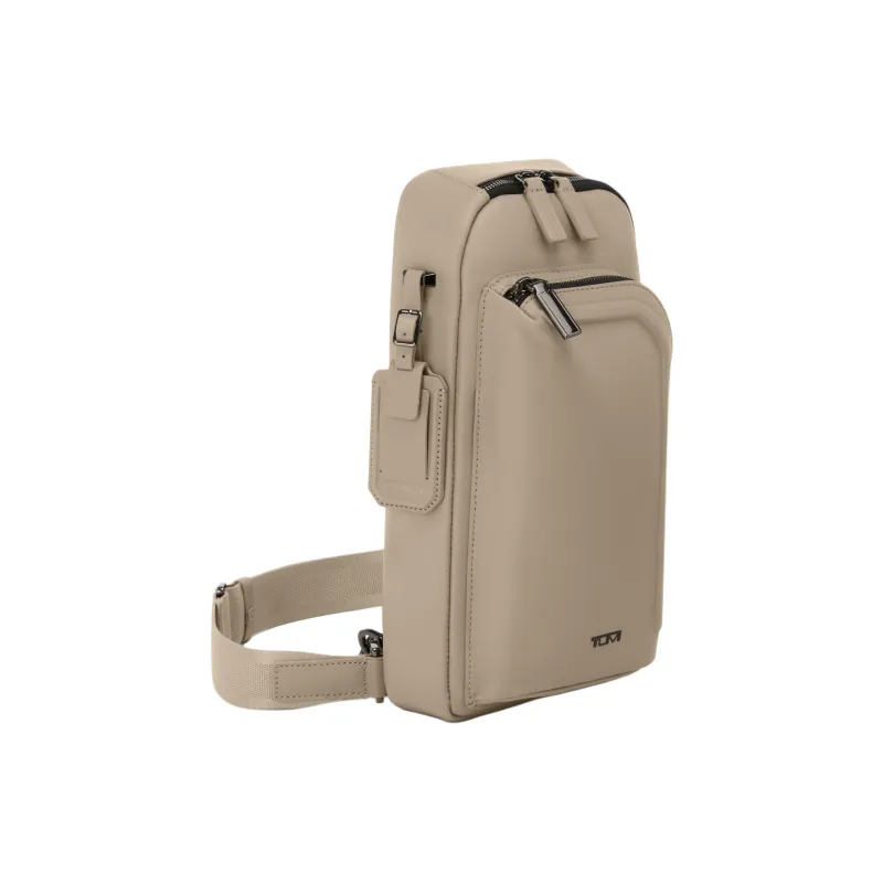 TUMI Leather Crossbody Sling Bag Men's Stone Gray Stone Color-1
