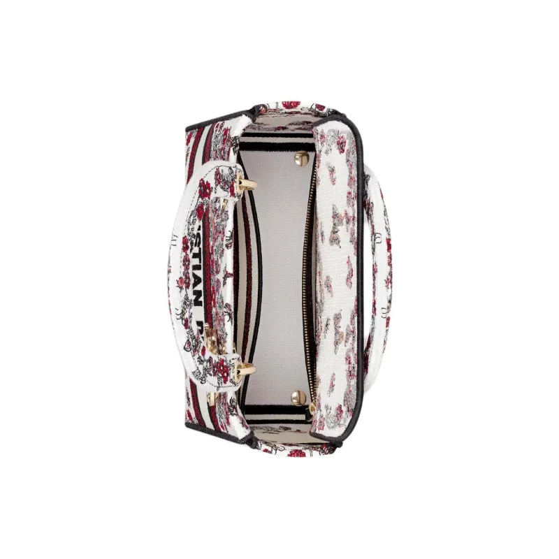 DIOR Lady D Lite Cotton Tote Bag Shopping Bag Shoulder Bag Handbag Medium Size Women's Multicolor-4