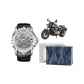Black Strap Silver Case White Dial-RM-T-SWSB-[Gift Box Set+Biker Ornament]
