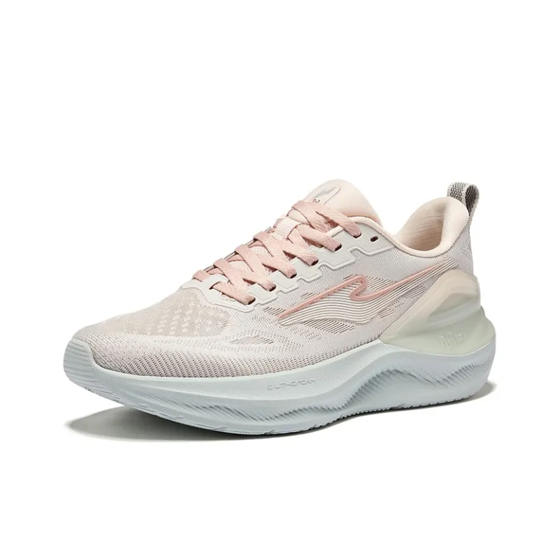 Erke Cushioning Breathable Rebound Low-Top Casual Running Shoes Women's Gray Pink-2