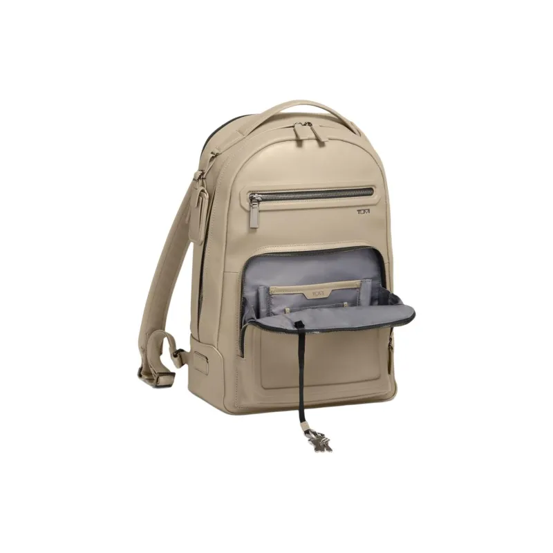 TUMI Leather Backpack Men's Stone Gray Stone-3