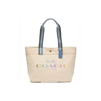 COACH Disney Collaboration Recycled Tote Canvas Portable Crossbody Bag, Shoulder Bag Large Size Women's White
