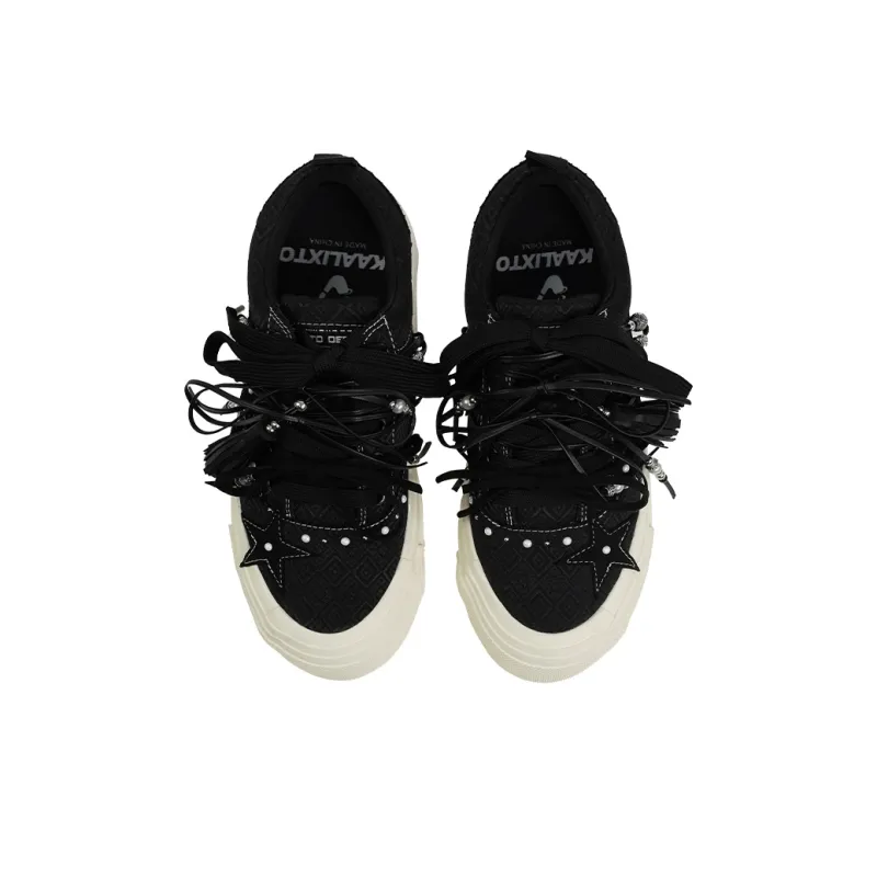 'TANGTAN1900' x KAALIXTO Anti Slip And Wear Resistant Lightweight Low Top Canvas Shoes Unisex Black-3