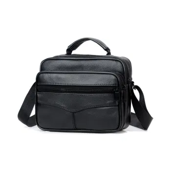 GEERDUN Cow Leather One Shoulder Handbag Unisex Black
