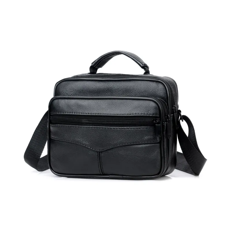 GEERDUN Cow Leather One Shoulder Handbag Unisex Black-0