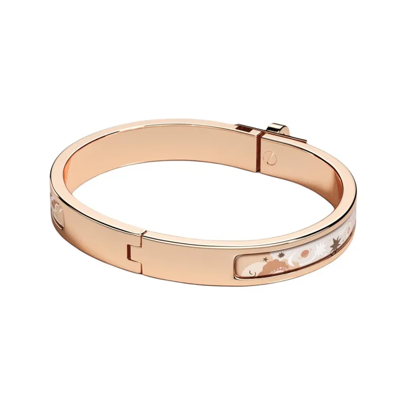 HERMES Enamel, Rose Gold Tone Plated Bangles Women's Gold-1
