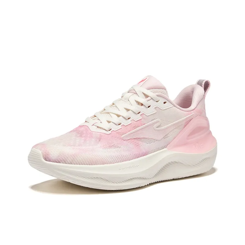 Erke Cushioning Breathable Rebound Low-Top Sprint Running Shoes Women's Microcrystal White Lotus Petal Pink-2