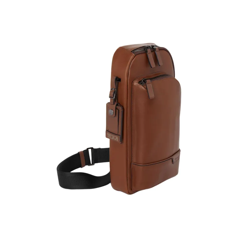 TUMI Leather Crossbody Sling Bag Men's Brandy Color-1