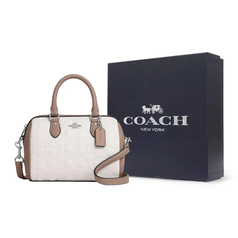 COACH Smooth Leather Shoulder Bag Crossbody Bag Handbag Mini Women's White Beige & Taupe-6